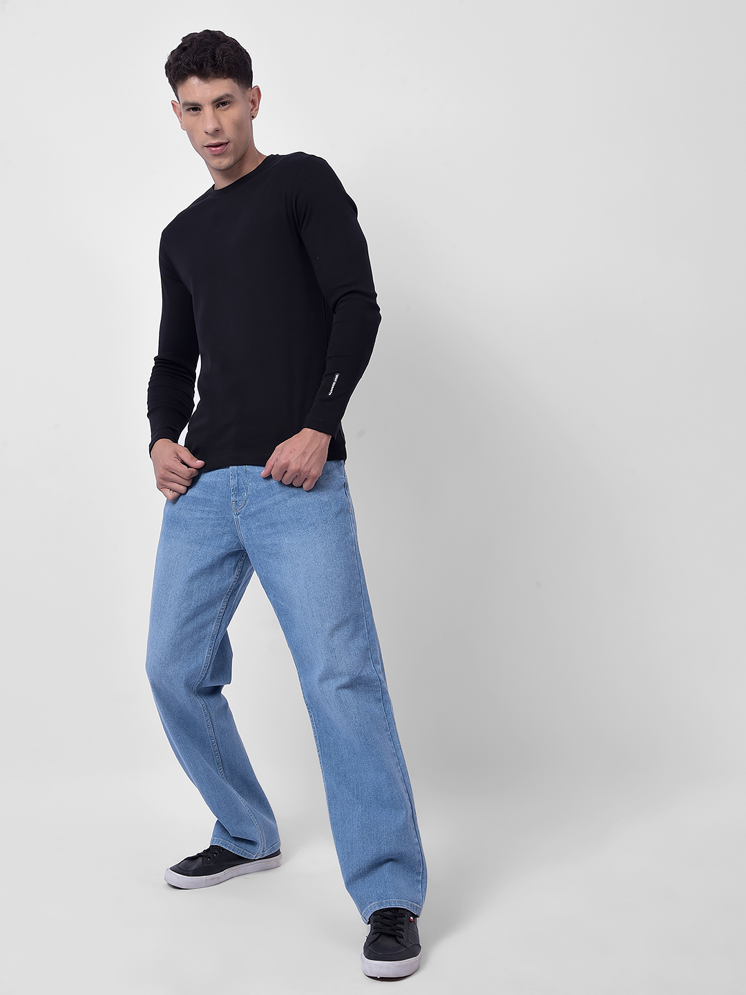 Numero Uno Men Light Blue Wide-Leg Sustainable Jeans